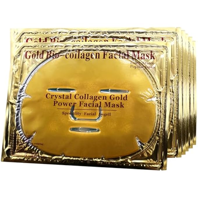 Adofect 24K GOLD GEL COLLAGEN CRYSTAL FACIAL MASKS SHEET PATCH FOR ANTI AGING, PUFFINESS, ANTI WRINKLE, MOISTURIZING, DEEP TISSUE REJUVENATION AND HYDRATES SKIN, 6 PCS - Image 1